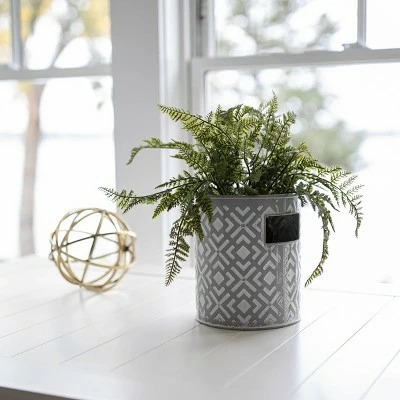 Flower Tin Gray Metal Planter - Foreside Home & Garden 7 Flower Tin Gray Metal Planter - Foreside Home & Garden - Image 5