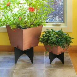 13"Hx12.5"W Indoor/Outdoor Square Copper Plated Galvanized Steel Flower Box with Black Wrought Iron Plant Stand - ACHLA Designs -Cheap Planters Store unnamed file 2693