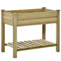 Outsunny 36" x 20" x 30" Raised Garden Bed, Elevated Wood Planter Box with Legs and Storage Shelf for Backyard, Patio, Balcony to Grow Vegetables, Herbs, and Flowers -Cheap Planters Store unnamed file 2702