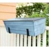 24"W Rectangular Nantucket Blue Galvanized Steel Flower Box with Black Wrought Iron Clamp-On Brackets - ACHLA Designs -Cheap Planters Store unnamed file 2705
