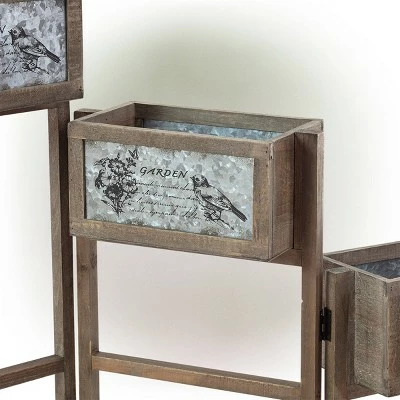 3 Tier Rectangular Wooden Plant Stand With Metal Plate - Alpine Corporation 7 3 Tier Rectangular Wooden Plant Stand With Metal Plate - Alpine Corporation - Image 5