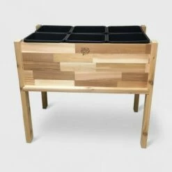 40" Elevated Rectangular Garden Bed With Removable Liners Cedar - GRO Products