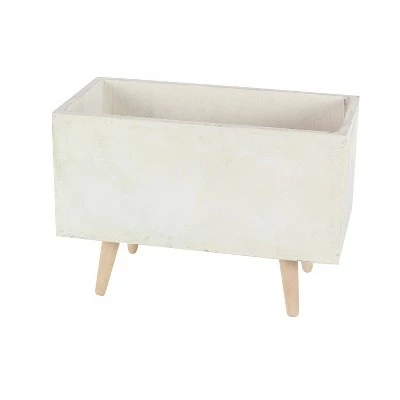 Olivia & May Set of 2 Rectangular Planters with Wooden Legs - Olivia & May 4 Olivia & May Set of 2 Rectangular Planters with Wooden Legs - Olivia & May - Image 2