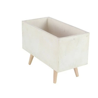 Olivia & May Set of 2 Rectangular Planters with Wooden Legs - Olivia & May 5 Olivia & May Set of 2 Rectangular Planters with Wooden Legs - Olivia & May - Image 3