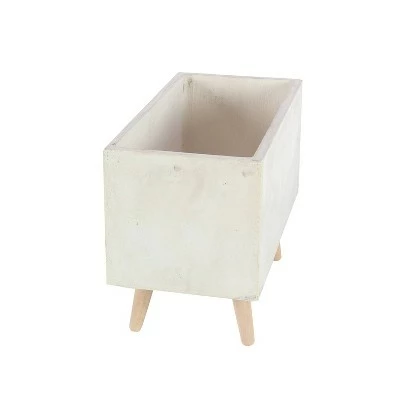 Olivia & May Set of 2 Rectangular Planters with Wooden Legs - Olivia & May 6 Olivia & May Set of 2 Rectangular Planters with Wooden Legs - Olivia & May - Image 4