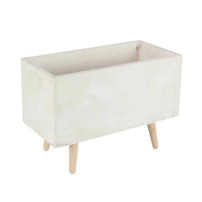 Olivia & May Set of 2 Rectangular Planters with Wooden Legs - Olivia & May 7 Olivia & May Set of 2 Rectangular Planters with Wooden Legs - Olivia & May - Image 5