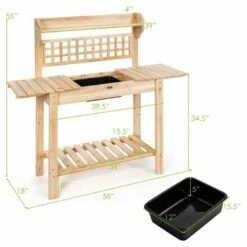Costway Garden Potting Bench Workstation Table w/Sliding Tabletop Sink Shelves -Cheap Planters Store unnamed file 2792