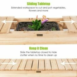 Costway Garden Potting Bench Workstation Table w/Sliding Tabletop Sink Shelves -Cheap Planters Store unnamed file 2795