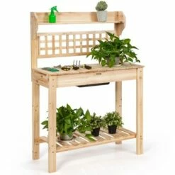 Costway Garden Potting Bench Workstation Table w/Sliding Tabletop Sink Shelves -Cheap Planters Store unnamed file 2798