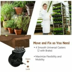 Costway Wooden Plant Stand w/Wheels Pots Holder Display Shelf 56.5'' x 11'' x 41'' -Cheap Planters Store unnamed file 2813