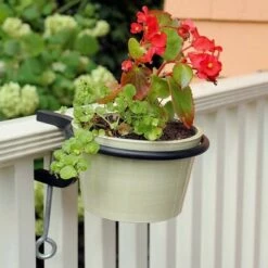 Set of 2 6" Indoor/Outdoor Clamp-On Flower Pot Holder Ring Brackets Black Powder Coat Finish - ACHLA Designs