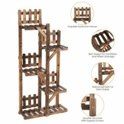 Costway 5-Tier Flower Rack Wood Plant Stand 6 Pots Display Shelf Multifunctional Rack -Cheap Planters Store unnamed file 2865