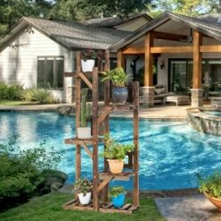 Costway 5-Tier Flower Rack Wood Plant Stand 6 Pots Display Shelf Multifunctional Rack -Cheap Planters Store unnamed file 2866