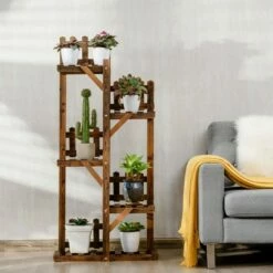 Costway 5-Tier Flower Rack Wood Plant Stand 6 Pots Display Shelf Multifunctional Rack -Cheap Planters Store unnamed file 2867