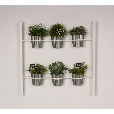 Kate & Laurel All Things Decor Wall Shelf with Planters - White 3 Kate & Laurel All Things Decor Wall Shelf with Planters - White - Image 2