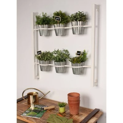 Kate & Laurel All Things Decor Wall Shelf with Planters - White 4 Kate & Laurel All Things Decor Wall Shelf with Planters - White - Image 3