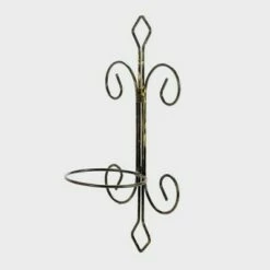 Iron Single Pot Novelty Wall Planter With Distressed Detail Black/Gold - Ore International