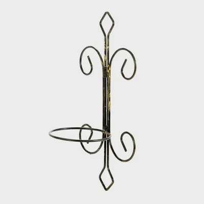 Iron Single Pot Novelty Wall Planter With Distressed Detail Black/Gold - Ore International 3 Iron Single Pot Novelty Wall Planter With Distressed Detail Black/Gold - Ore International