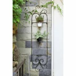 3 Pot Iron Rectangular Wall Planter With Distressed Detail Black/Gold - Ore International -Cheap Planters Store unnamed file 2903