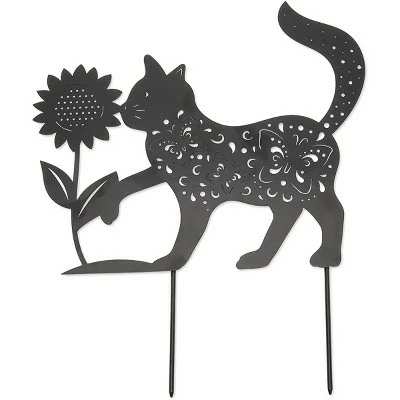 Farmlyn Creek 2 Pack Cat Statue Stakes for Yard and Garden Décor, Lawn Decoration Accessories, Black Metal 4 Farmlyn Creek 2 Pack Cat Statue Stakes for Yard and Garden Décor, Lawn Decoration Accessories, Black Metal - Image 2