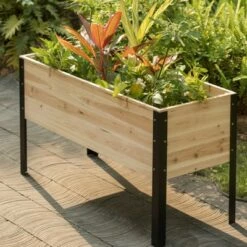 Gardenised Elevated Outdoor Raised Rectangular Planter Bed Box Solid Wood with Steel Legs, Natural -Cheap Planters Store unnamed file 2985