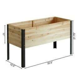 Gardenised Elevated Outdoor Raised Rectangular Planter Bed Box Solid Wood with Steel Legs, Natural -Cheap Planters Store unnamed file 2987