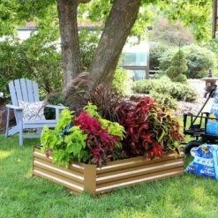 Sunnydaze Decor Sunnydaze Hot Dip Galvanized Steel Raised Garden Bed for Plants, Vegetables, and Flowers - 47" L x 11.75" H - Brown