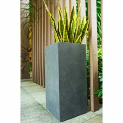 Rosemead Home & Garden, Inc. Kante Lightweight Concrete and Fiberglass Modern Rectangular Outdoor Planter - Rosemead Home & Garden, Inc Slate Gray