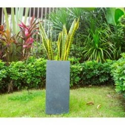 Rosemead Home & Garden, Inc. Kante Lightweight Concrete and Fiberglass Modern Rectangular Outdoor Planter - Rosemead Home & Garden, Inc Slate Gray -Cheap Planters Store unnamed file 3044