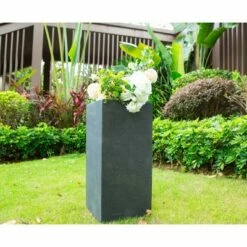 Rosemead Home & Garden, Inc. Kante Lightweight Concrete and Fiberglass Modern Rectangular Outdoor Planter - Rosemead Home & Garden, Inc Slate Gray -Cheap Planters Store unnamed file 3046