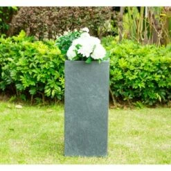Rosemead Home & Garden, Inc. Kante Lightweight Concrete and Fiberglass Modern Rectangular Outdoor Planter - Rosemead Home & Garden, Inc Slate Gray -Cheap Planters Store unnamed file 3048