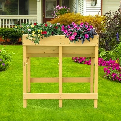 Costway Raised Wooden V Planter Elevated Vegetable Flower Bed Free Standing Planting with liner 5 Costway Raised Wooden V Planter Elevated Vegetable Flower Bed Free Standing Planting with liner - Image 3