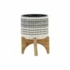 Aztec Planter with Wood Stand - Sagebrook Home Orange
