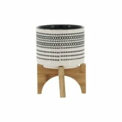 Aztec Planter with Wood Stand - Sagebrook Home Orange