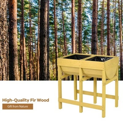 Costway Raised Wooden V Planter Elevated Vegetable Flower Bed Free Standing Planting with liner 6 Costway Raised Wooden V Planter Elevated Vegetable Flower Bed Free Standing Planting with liner - Image 4