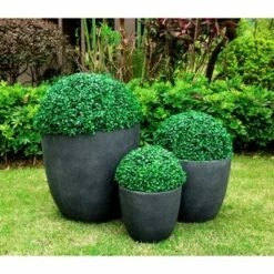 Set of 3 17" Kante Lightweight Modern Seamless Outdoor Concrete Planter - Rosemead Home & Garden, Inc. Slate Gray