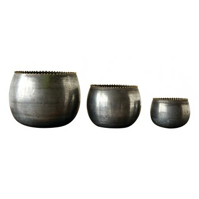 Round Metal Planters (6.75") - Set of 3 - 3R Studios 3 Round Metal Planters (6.75") - Set of 3 - 3R Studios