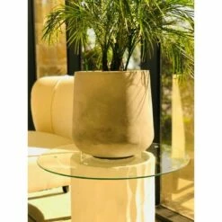 Kante Lightweight Outdoor Modern Footed Tulip Planter Natural Concrete Gray - Rosemead Home & Garden, Inc.