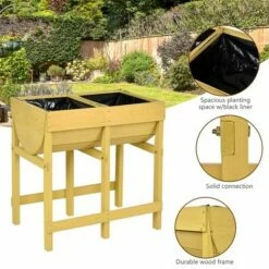 Costway Raised Wooden V Planter Elevated Vegetable Flower Bed Free Standing Planting with liner 16 Costway Raised Wooden V Planter Elevated Vegetable Flower Bed Free Standing Planting with liner -Cheap Planters Store unnamed file 310