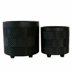 Set of 2 Textured Planters - Sagebrook Home Matte Black