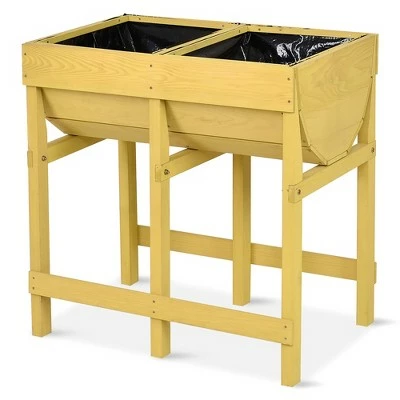 Costway Raised Wooden V Planter Elevated Vegetable Flower Bed Free Standing Planting with liner 10 Costway Raised Wooden V Planter Elevated Vegetable Flower Bed Free Standing Planting with liner - Image 8