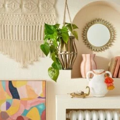 Opalhouse Designed With Jungalow 11" x 6.5" Metal/Rattan Hanging Planter Natural - Opalhouse™ designed with Jungalow™