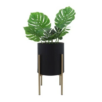 Set of 2 Planter on Metal Stand - Sagebrook Home Black/gold 3 Set of 2 Planter on Metal Stand - Sagebrook Home Black/gold