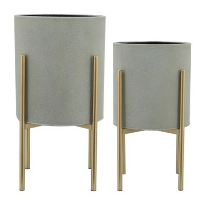 Set of 2 Planter on Metal Stand - Sagebrook Home Black/gold 13 Set of 2 Planter on Metal Stand - Sagebrook Home Black/gold - Image 11