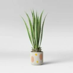 8" Ceramic Stoneware Planter White with Yellow/Pink Dots - Project 62™