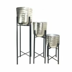 Set of 3 Metal Planters on Stand - Sagebrook Home Gold -Cheap Planters Store unnamed file 3172