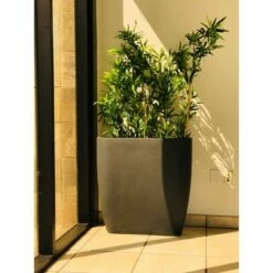Kante Lightweight Modern Outdoor Concrete Oval Planter Charcoal Black - Rosemead Home & Garden, Inc. -Cheap Planters Store unnamed file 3184