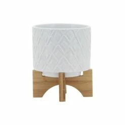 Diamond Planter with Stand White - Sagebrook Home