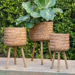 Set of 3 Bamboo Planters - Sagebrook Home Brown -Cheap Planters Store unnamed file 3224