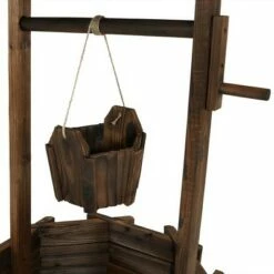 Sunnydaze Decor Sunnydaze Outdoor Fir Wood Wishing Well Garden Planter with Hanging Flower Bucket for Garden or Yard - 45" H - Brown -Cheap Planters Store unnamed file 3241